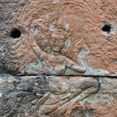 Banteay Kdei - Hall of Dancers Flachrelief einer tanzenden Apsara in der Halle der Tänzerinnen im Banteay Kdei Temple / Bas relief of a dancing Apsara on the Hall of Dancers at Banteay Kdei
