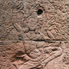 Banteay Kdei - Hall of Dancers Flachrelief einer tanzenden Apsara in der Halle der Tänzerinnen im Banteay Kdei Temple / Bas relief of a dancing Apsara on the Hall of Dancers at Banteay Kdei