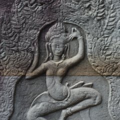 Banteay Kdei - Hall of Dancers Flachrelief einer tanzenden Apsara in der Halle der Tänzerinnen im Banteay Kdei Temple / Bas relief of a Dancing Apsara on the Hall of Dancers at Banteay Kdei