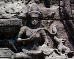 Banteay Thom Pediment - Buddha with female worshippers