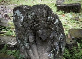 Preah Pithu Tempel V (484)  Naga-Statue auf dem Boden bei Tempels V / Naga statue lying on the ground at Temple V