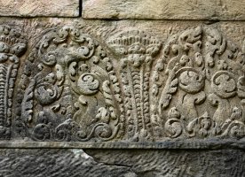 Preah Pithu Tempel V (484)  Dekorative Verzierung an einer Wand / Decorative ornament on a wall