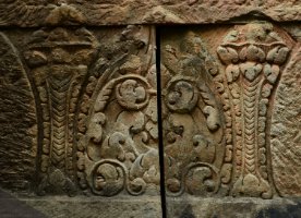 Preah Pithu Tempel V (484)  Detail einer  Wand Verzierung  / Detail of a wall ornament